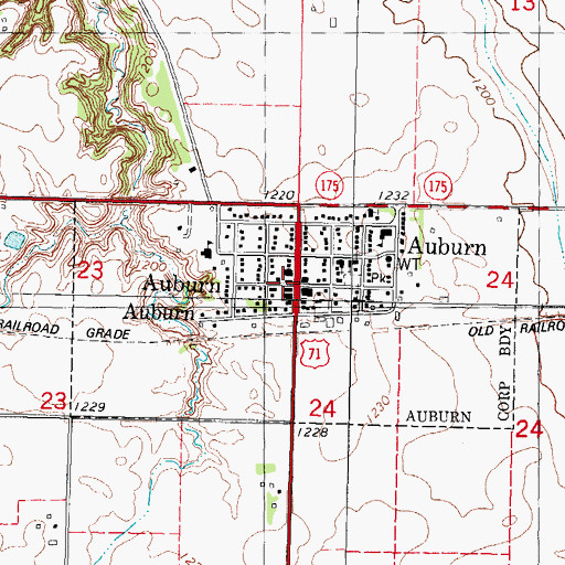 Topographic Map of Auburn City Hall, IA