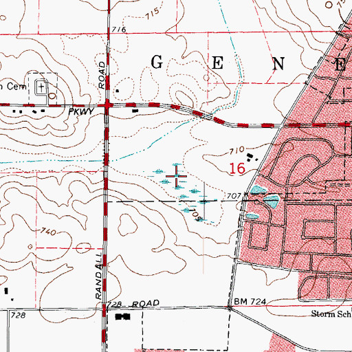 Topographic Map of Braeburn Marsh County Forest Preserve, IL