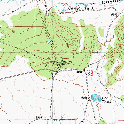 Topographic Map of Dunning Ranch, NM