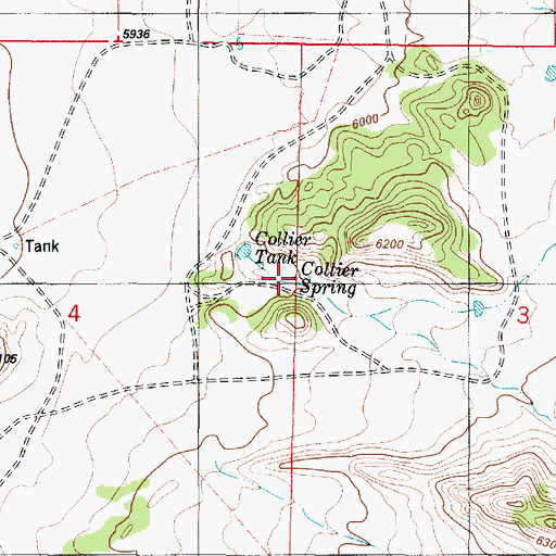 Topographic Map of Collier Spring, NM