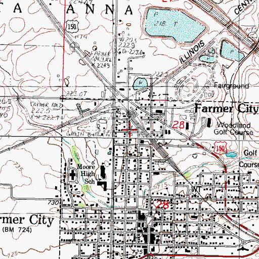 Topographic Map of Church of God of Farmer City, IL