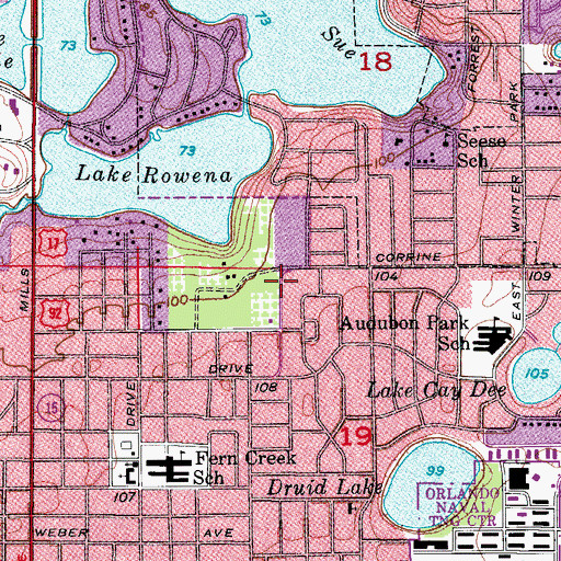 Topographic Map of Harry P Leu Gardens, FL