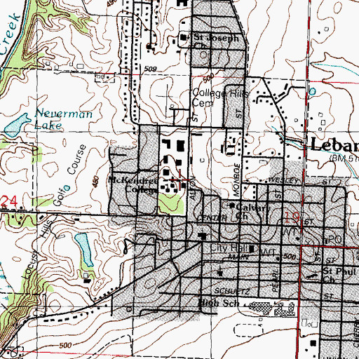 Topographic Map of Clark Hall, IL