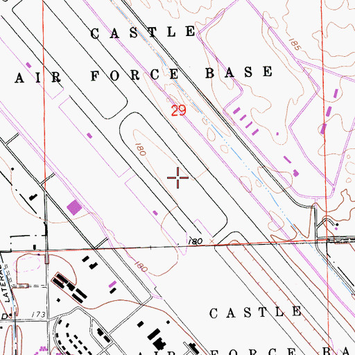 Topographic Map of Castle Air Force Base (historical), CA