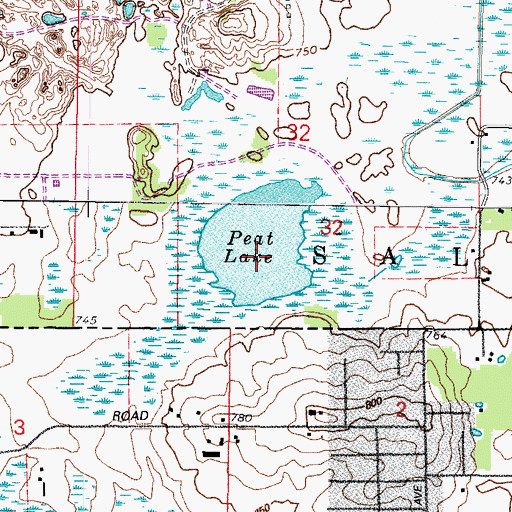 Topographic Map of Peat Lake State Natural Area, WI