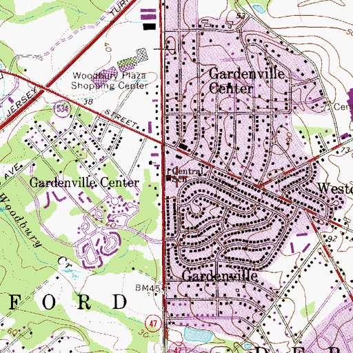 Topographic Map of Central Early Childhood Center School, NJ