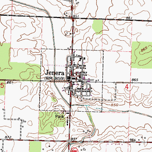 Topographic Map of Jenera Post Office, OH