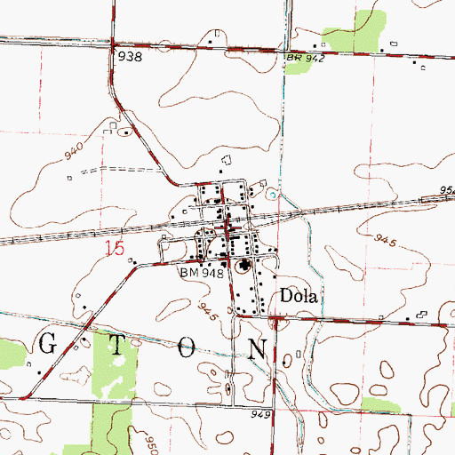 Topographic Map of Dola Post Office, OH