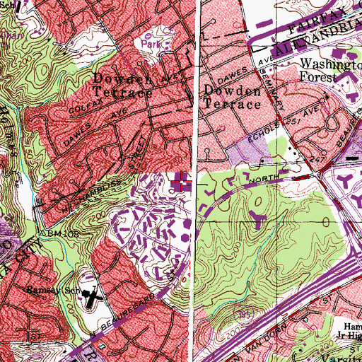 Topographic Map of John Adams Elementary School, VA