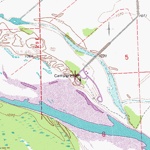 Topographic Map of Snyder Bend Park, IA