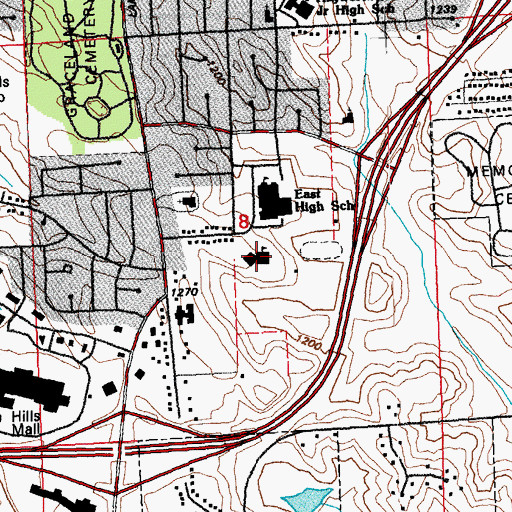 Topographic Map of Nodland Elementary School, IA