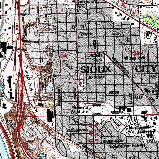 Topographic Map of Macomb Park, IA