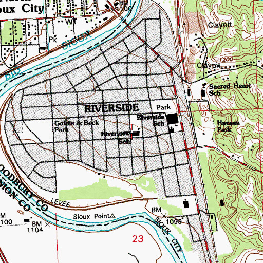 Topographic Map of Riverview Elementary School, IA