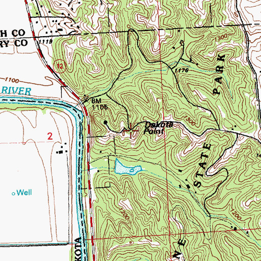 Topographic Map of Dakota Point, IA
