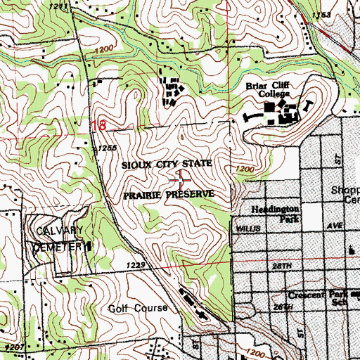 Topographic Map of Sioux City State Prairie Preserve, IA
