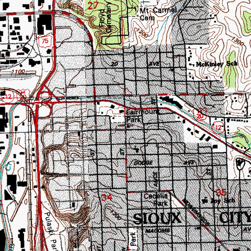 Topographic Map of Rustin Avenue Methodist Church, IA