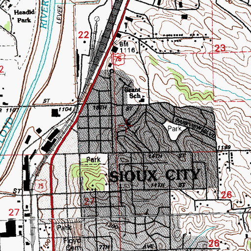 Topographic Map of Glendale Baptist Church, IA