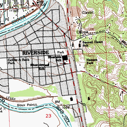 Topographic Map of Riverside United Methodist Church, IA