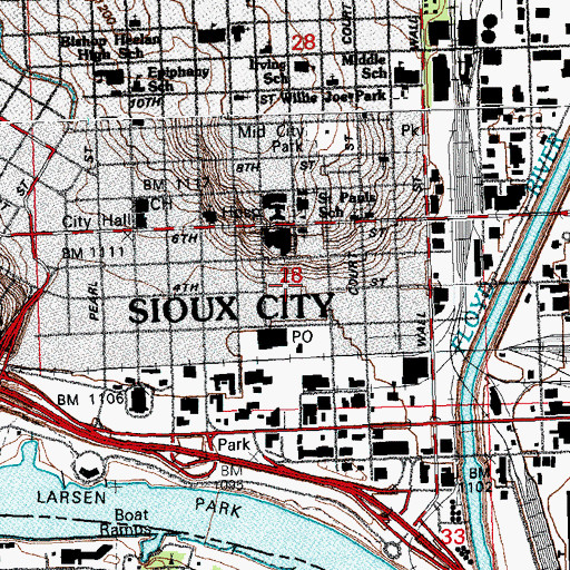Topographic Map of Sioux City Convention Center, IA