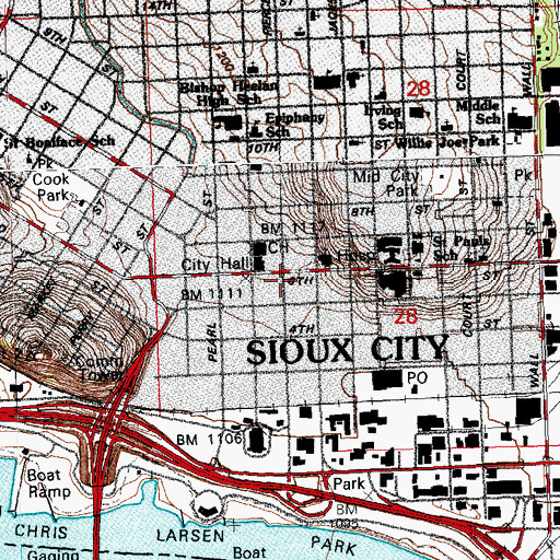 Topographic Map of Sioux City Orpheum, IA
