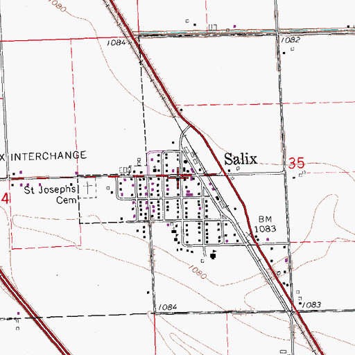 Topographic Map of Salix Post Office, IA