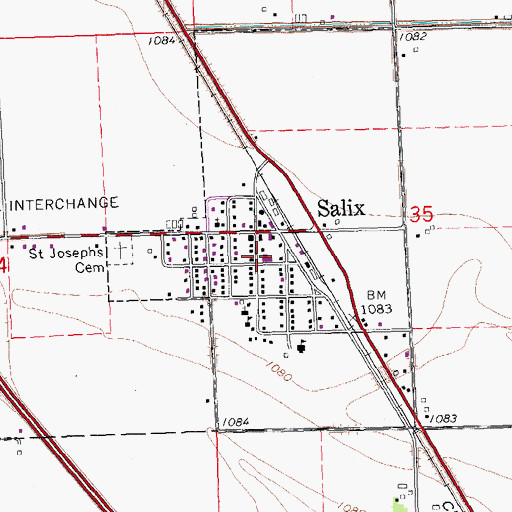 Topographic Map of Salix Fire and Rescue, IA