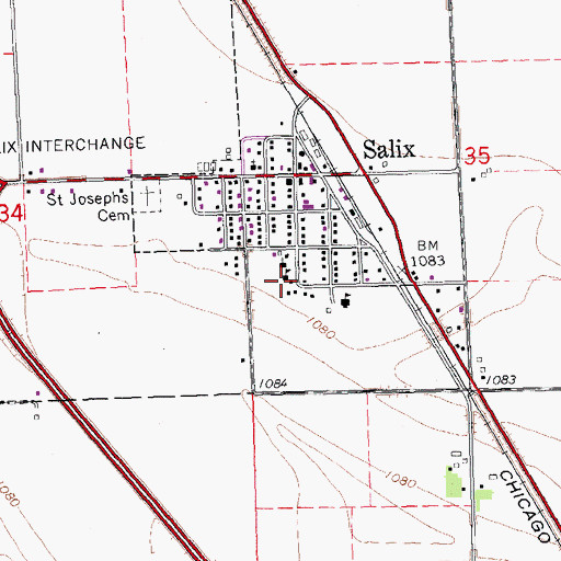 Topographic Map of Saint Joseph School, IA