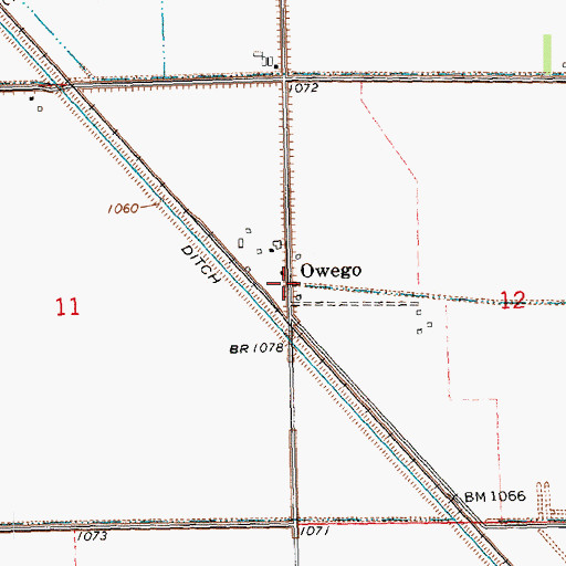 Topographic Map of Owego Post Office (historical), IA
