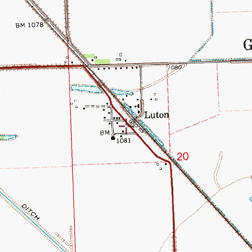 Topographic Map of Luton Post Office (historical), IA