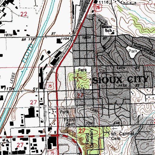 Topographic Map of Hillcrest Park, IA
