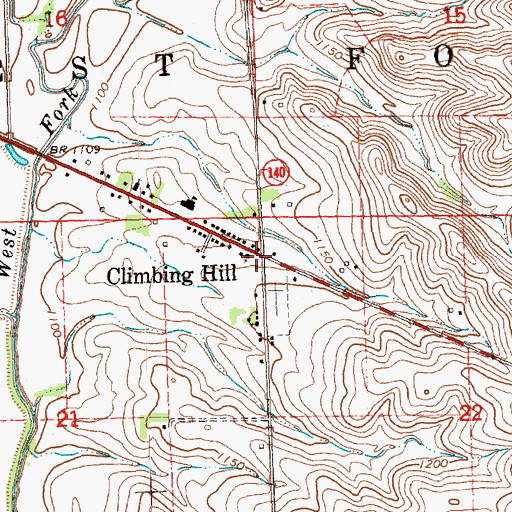 Topographic Map of Climbing Hill Post Office (historical), IA