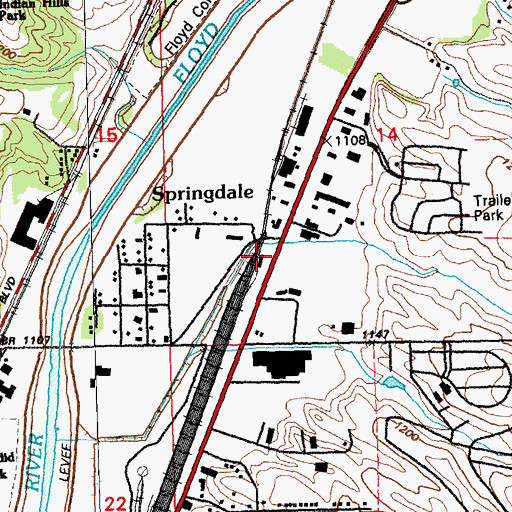 Topographic Map of Springdale (historical), IA