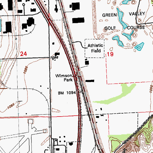 Topographic Map of Wimson Park, IA