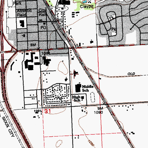 Topographic Map of Embassy Rehabilitation and Care Center, IA