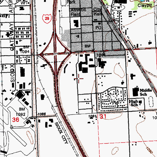 Topographic Map of Grandview Medical Clinic, IA