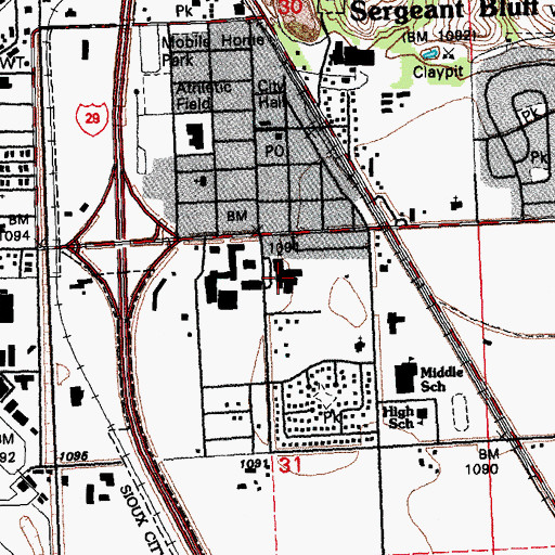 Topographic Map of Sergeant Bluff - Luton Primary School, IA