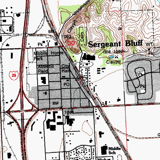 Topographic Map of Sergeant Bluff, IA