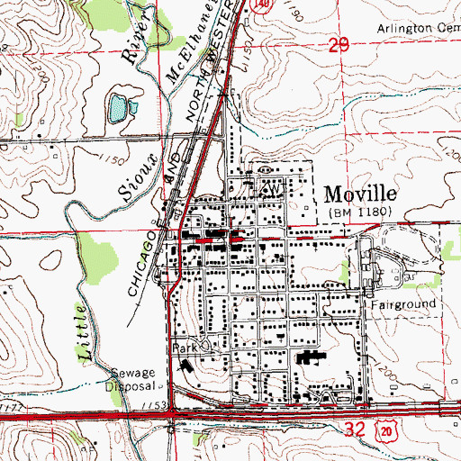 Topographic Map of Woodbury County Library, IA