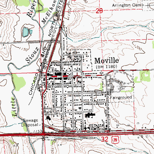 Topographic Map of Moville Area Medical Clinic, IA