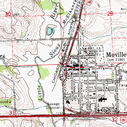 Topographic Map of Moville (historical), IA