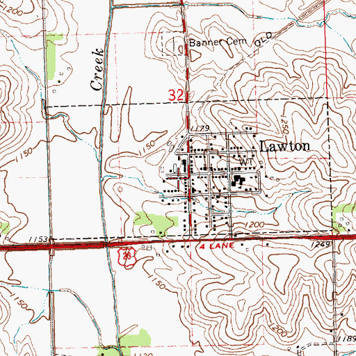 Topographic Map of Lawton Fire and Rescue, IA