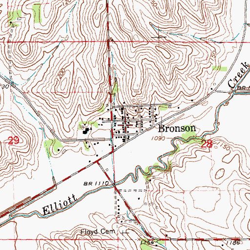 Topographic Map of Bronson Community Building, IA