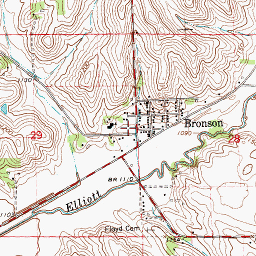 Topographic Map of Bronson Ball Park, IA