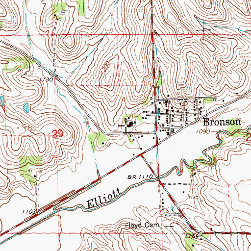 Topographic Map of Bronson Elementary School, IA