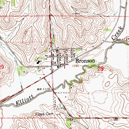 Topographic Map of Bronson (historical), IA
