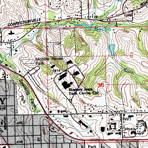 Topographic Map of Corporate College Center, IA