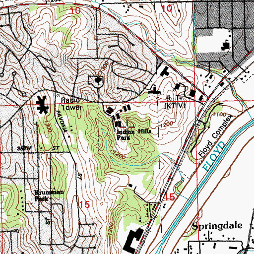 Topographic Map of Indian Hills Park, IA