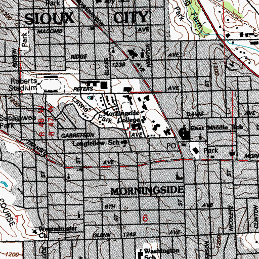 Topographic Map of Eugene C Eppley Fine Arts Building, IA