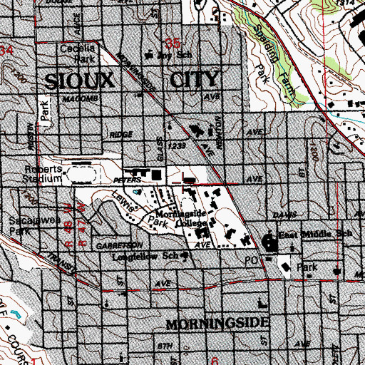 Topographic Map of Hindman-Hobbs Center, IA