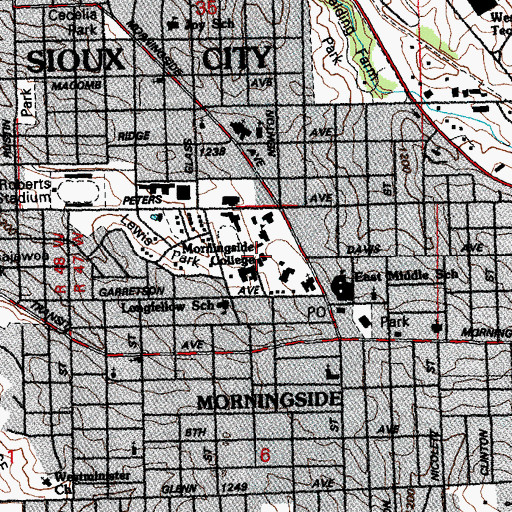 Topographic Map of Hickman-Johnson-Furrow Library Center, IA